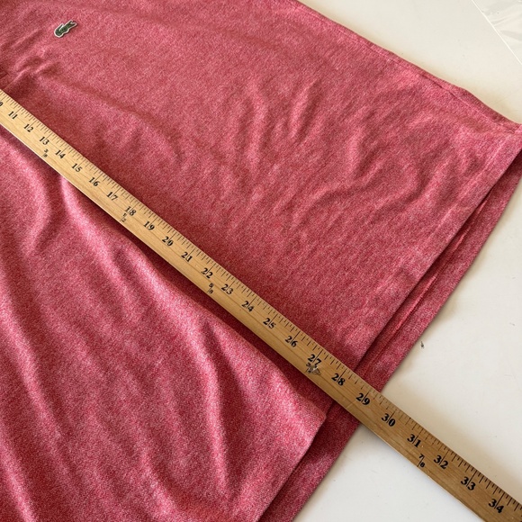 Lacoste Red Heathered Jacquard Cotton Collared Polo Shirt Mens 8 / US 3XL - Picture 6 of 7